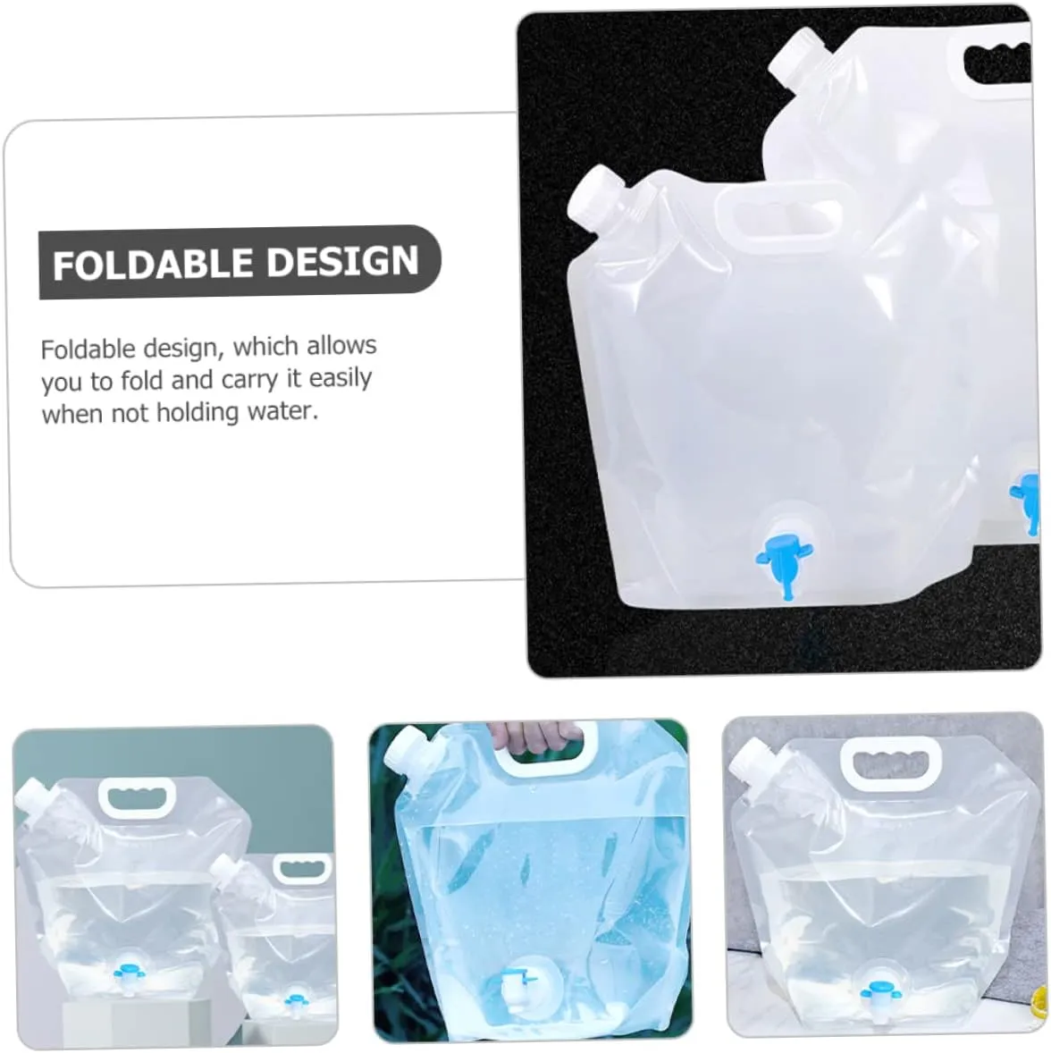 POPETPOP Portable Water Containers Collapsible Pouches Large Capacity for Camping Hiking Outdoor