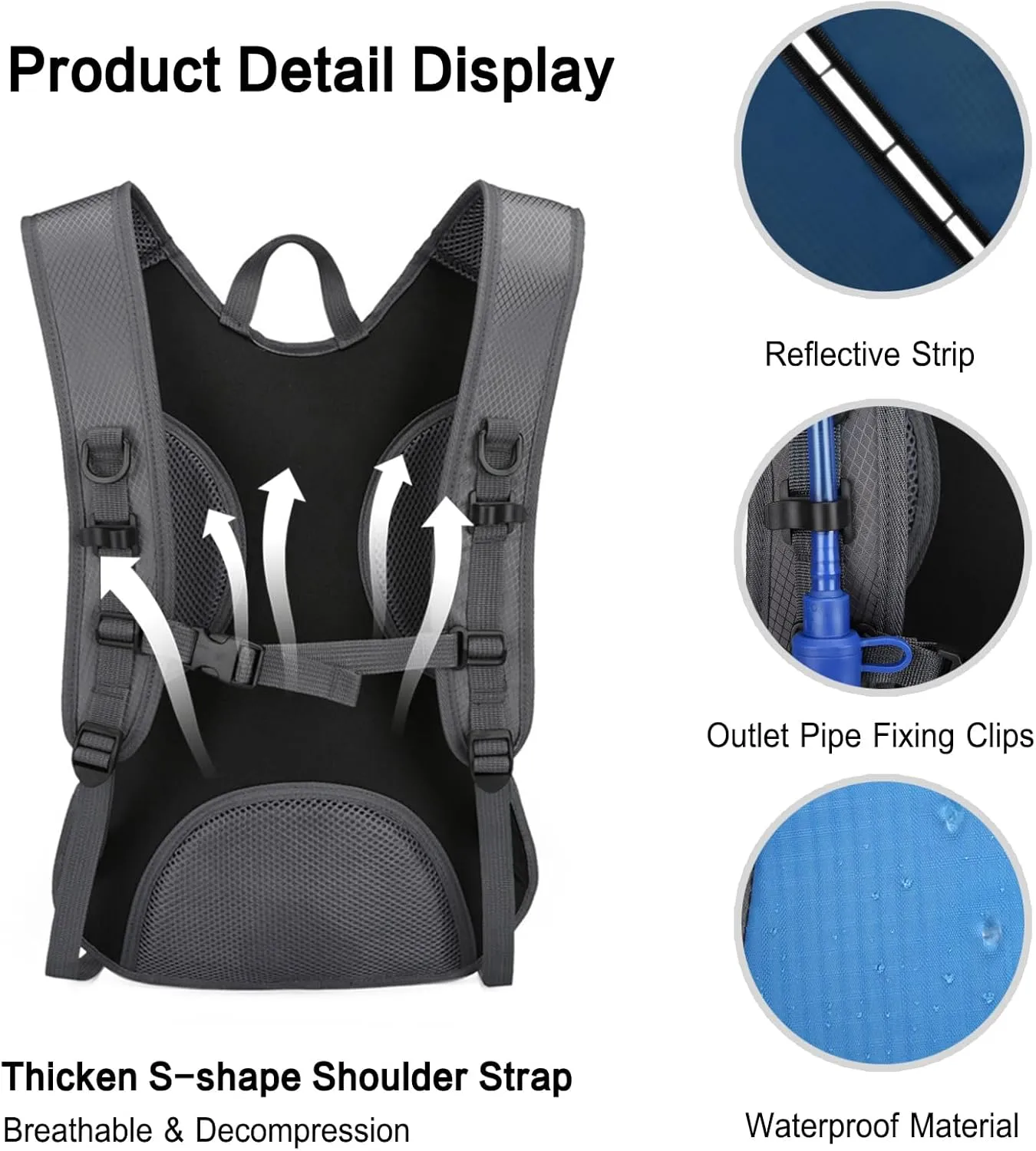 PORRASSO Hiking Backpack Waterproof Daypack 18L Rucksack Lightweight Backpack for Women Men Camping Trekking Cycling Climbing Outdoor Sports Blue