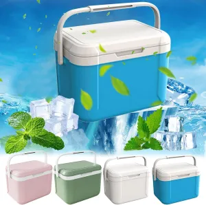 Portable 5 Liter Camping Cooler - Hard Ice Retaining Cooler Lunch Box - Portable Small Insulated Cooler with 6 Self-Suction Ice Packs