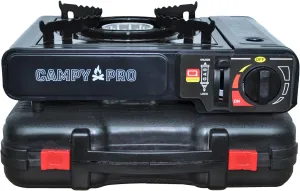 Portable Butane Gas Stove with Automatic Ignition and Carrying Case – Compact Camping Stove for Hiking, Outdoor Cooking, and Emergency Use