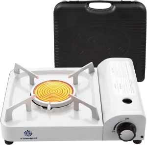 Portable Butane Stove Single Infrared Camping Burners 13000 BTU Outdoor Cooking Gear Backpackers Essential White