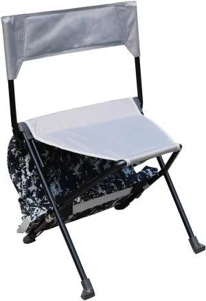 Portable Durable Folding Backpack Chair, Grey Camo - Perfect for Camping, Sporting Events, Campfires, Hiking, and Outdoor Recreation, Built in Pockets for Storage