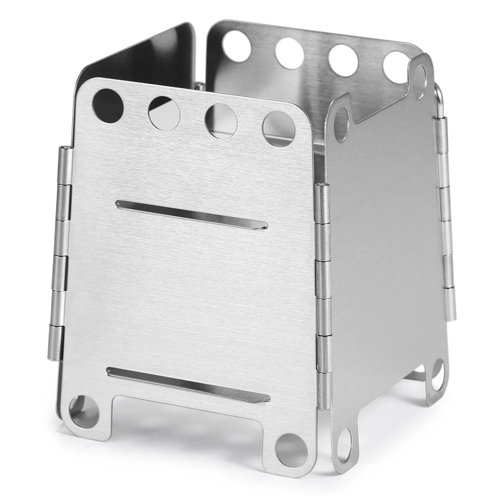 Portable Stainless Steel Folding Wood Stove for Camping, Backpacking, and Outdoor Cooking