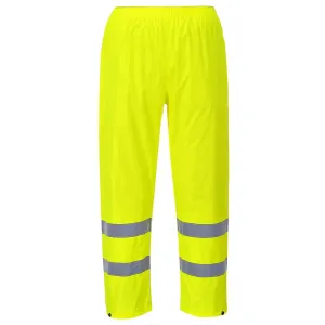 Portwest Hi-Vis Rain Trousers Viz Work Cargo Work Pants Reflective Waterproof Rain ANSI E, Yellow, Large