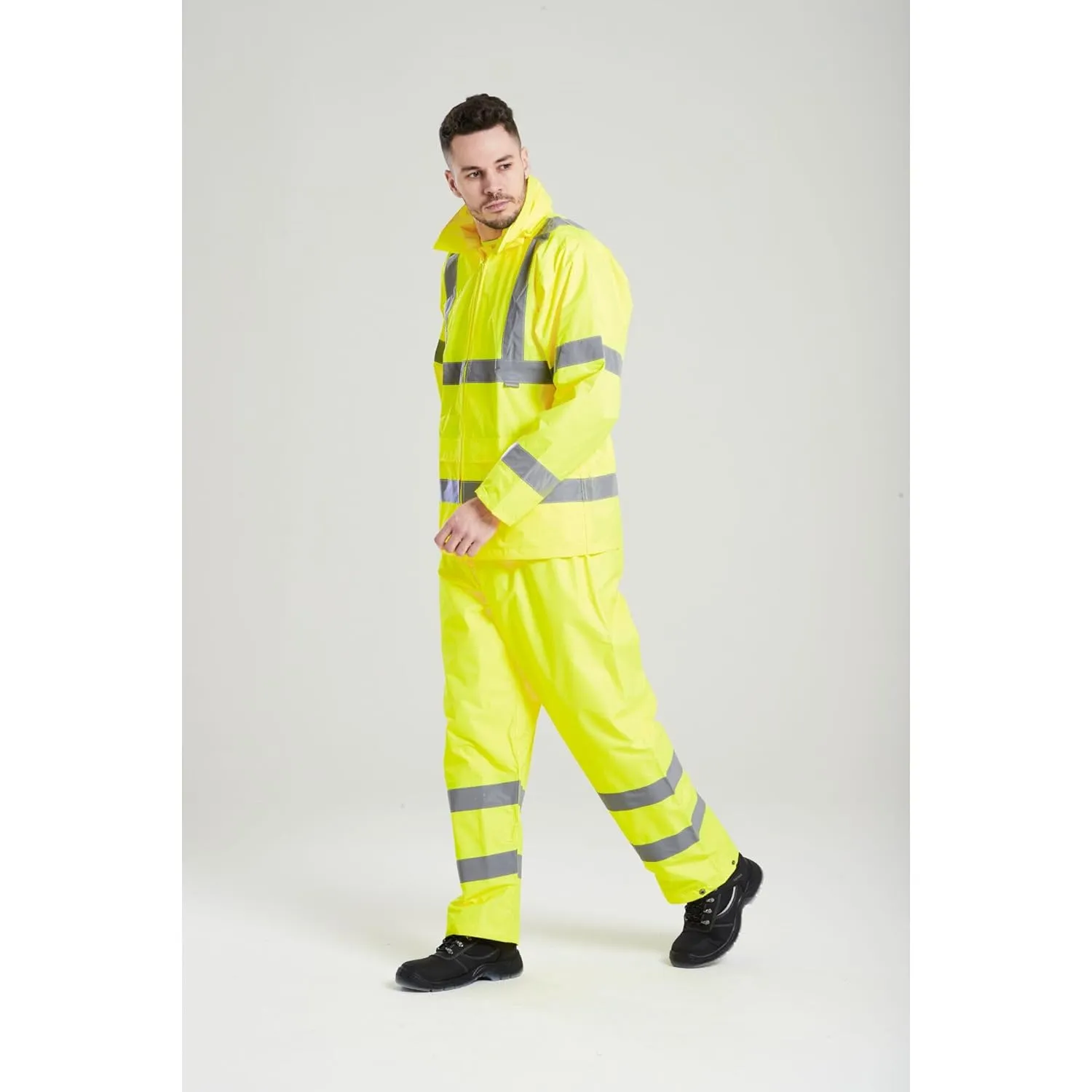 Portwest Hi-Vis Rain Trousers Viz Work Cargo Work Pants Reflective Waterproof Rain ANSI E, Yellow, Large