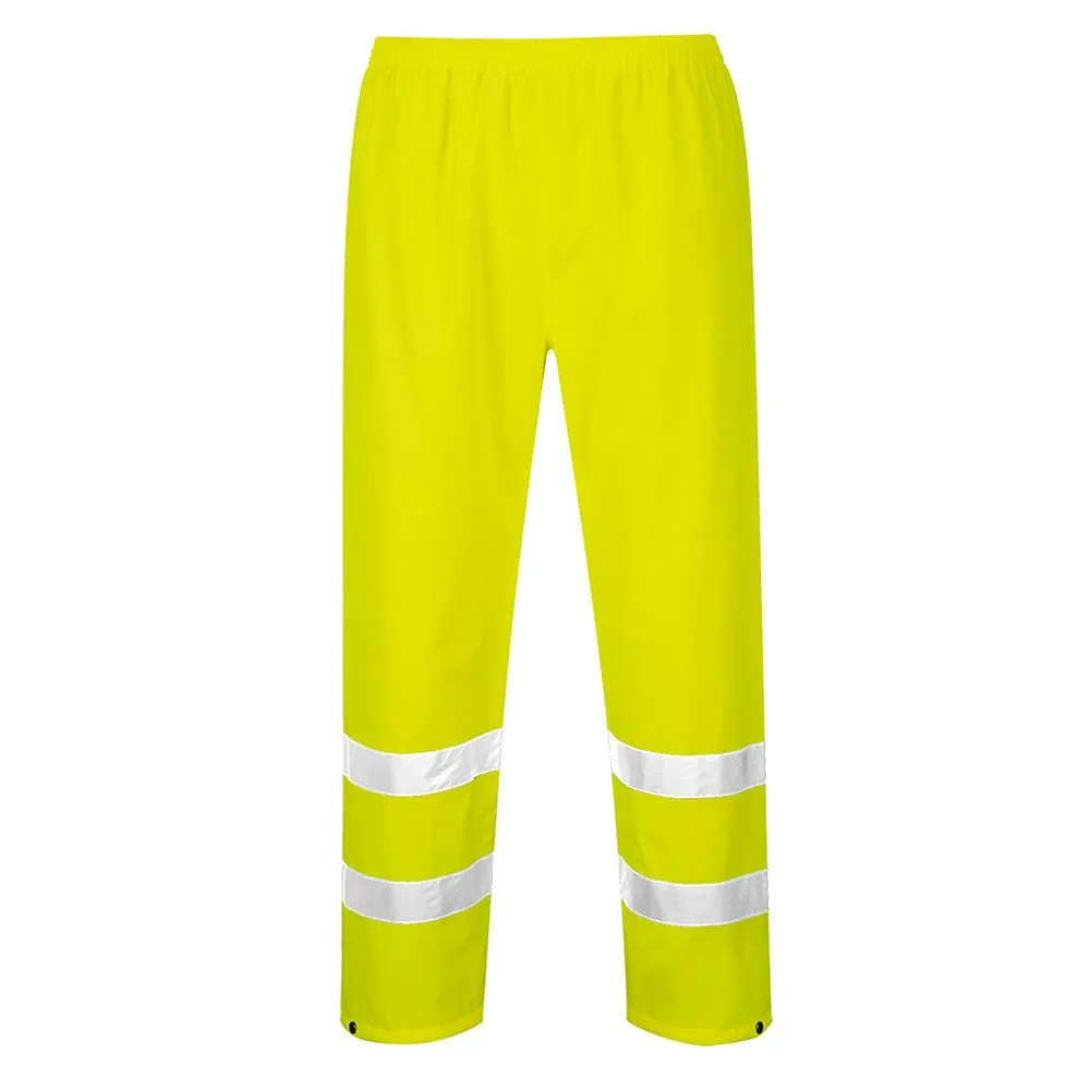 Portwest Hi-Vis Rain Trousers Viz Work Cargo Work Pants Reflective Waterproof Rain ANSI E, Yellow, Large