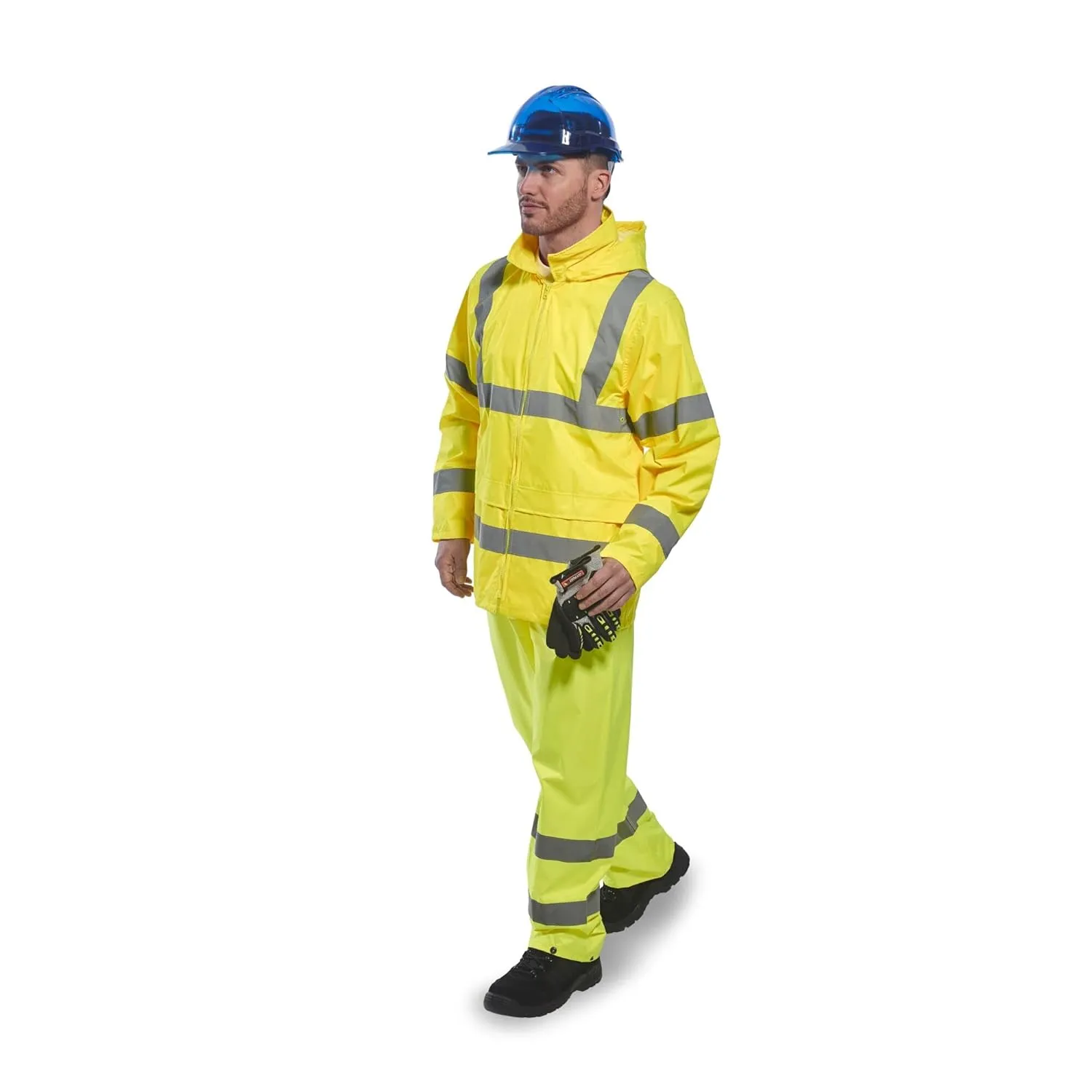 Portwest Hi-Vis Rain Trousers Viz Work Cargo Work Pants Reflective Waterproof Rain ANSI E, Yellow, Large