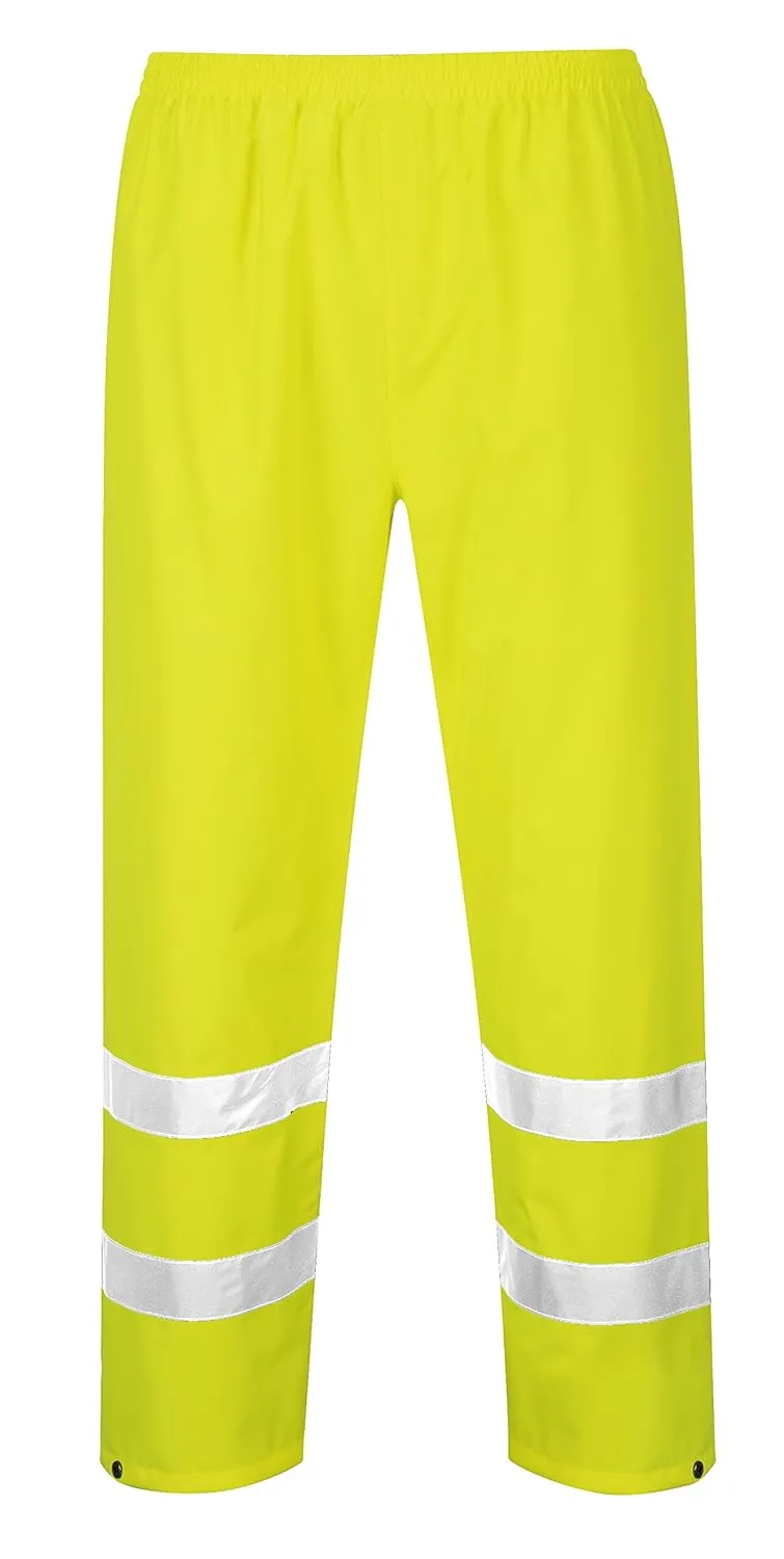 Portwest Hi-Vis Rain Trousers Viz Work Cargo Work Pants Reflective Waterproof Rain ANSI E, Yellow, Medium
