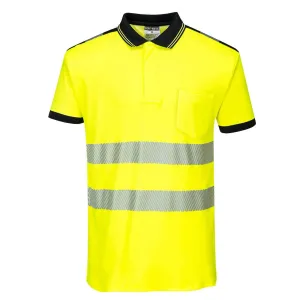 Portwest PW3 Hi-Vis Polo Shirt S/S - T180, Yellow/Black, XXL