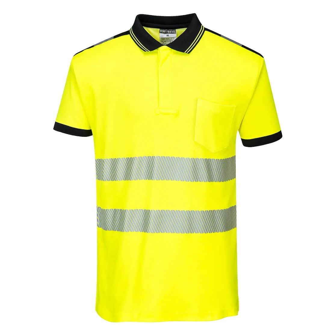 Portwest PW3 Hi-Vis Polo Shirt S/S - T180, Yellow/Black, XXL