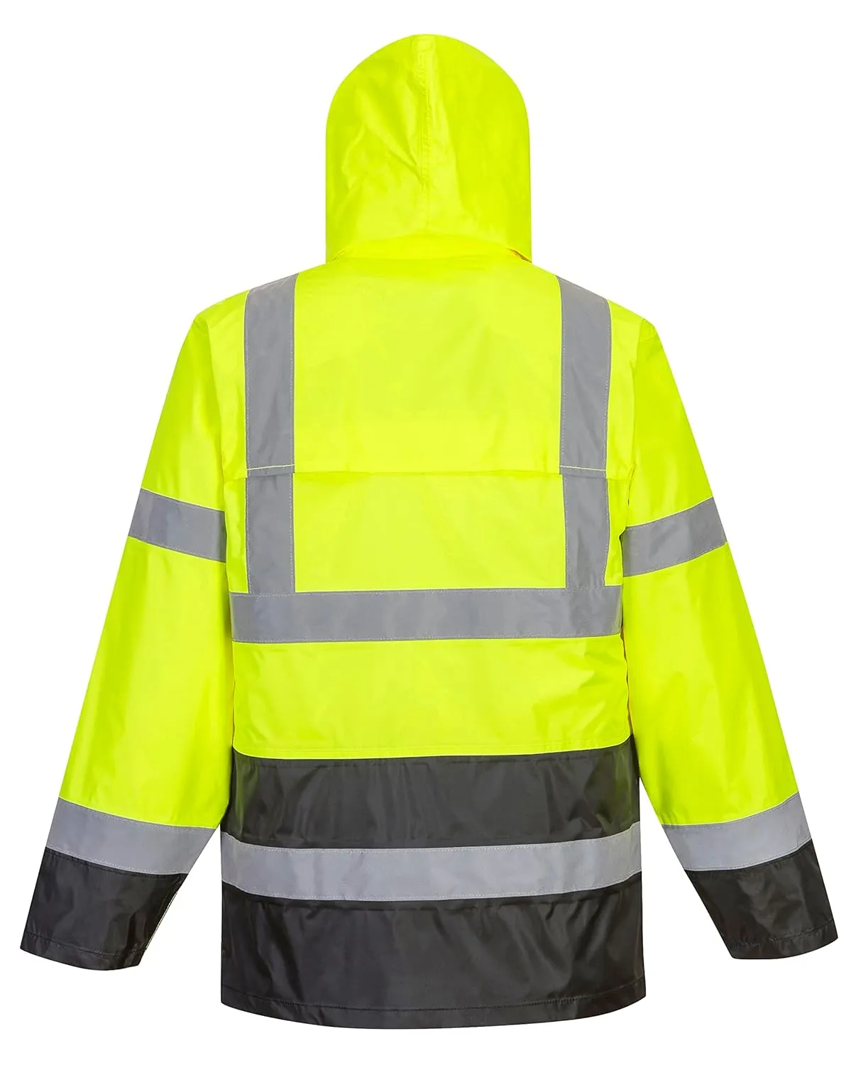 Portwest UH443 Classic Waterproof Rain Jacket in Reflective Contrast Hivis ANSI, Large