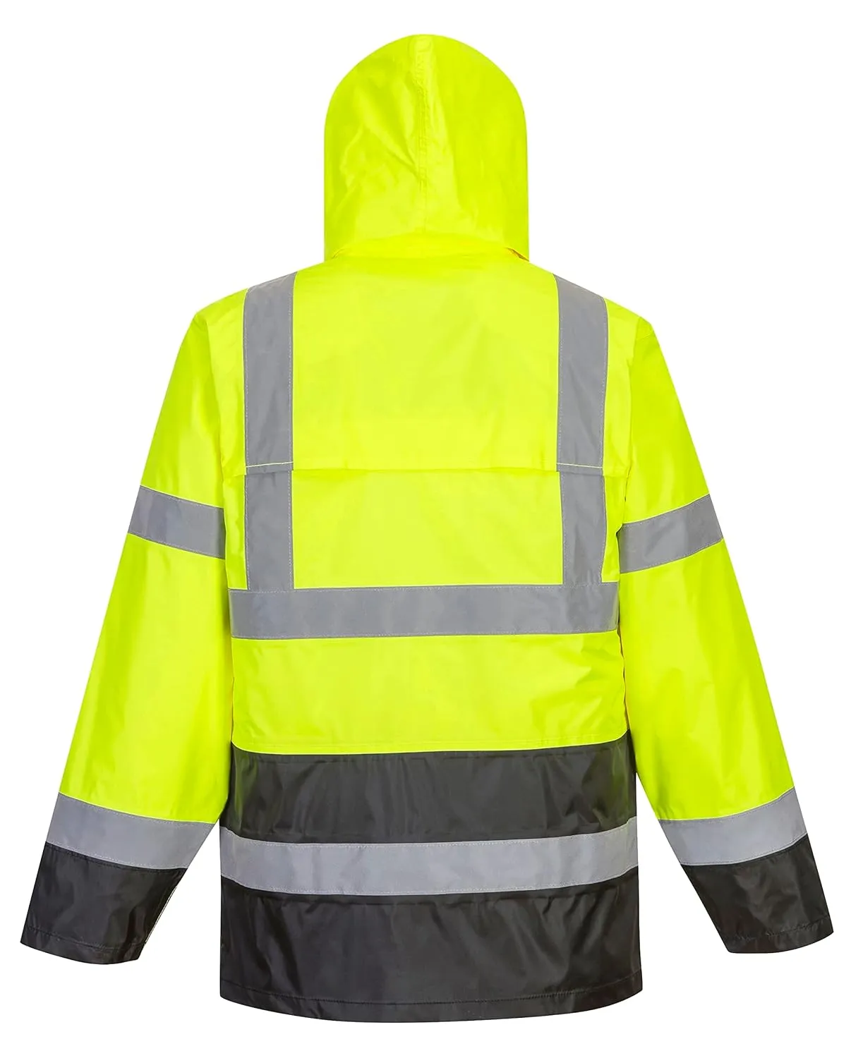 Portwest UH443 Classic Waterproof Rain Jacket in Reflective Contrast Hivis ANSI, Large