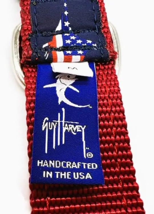 Preston Heavy Duty Adjustable Dog Collar or Dog Leash - Ideal Dog Collars and Leashes Come in Different Sizes for All Dogs. Guy Harvey USA Marlin (Large Leash 6 Foot), Red, White, Blue