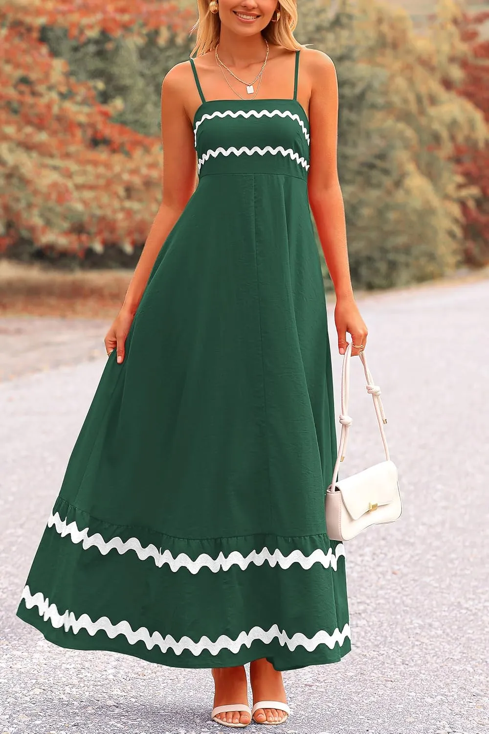 PRETTYGARDEN Women's 2025 Summer Flowy Maxi Dress Casual Sleeveless Spaghetti Strap Ruffle Beach Long Dresses