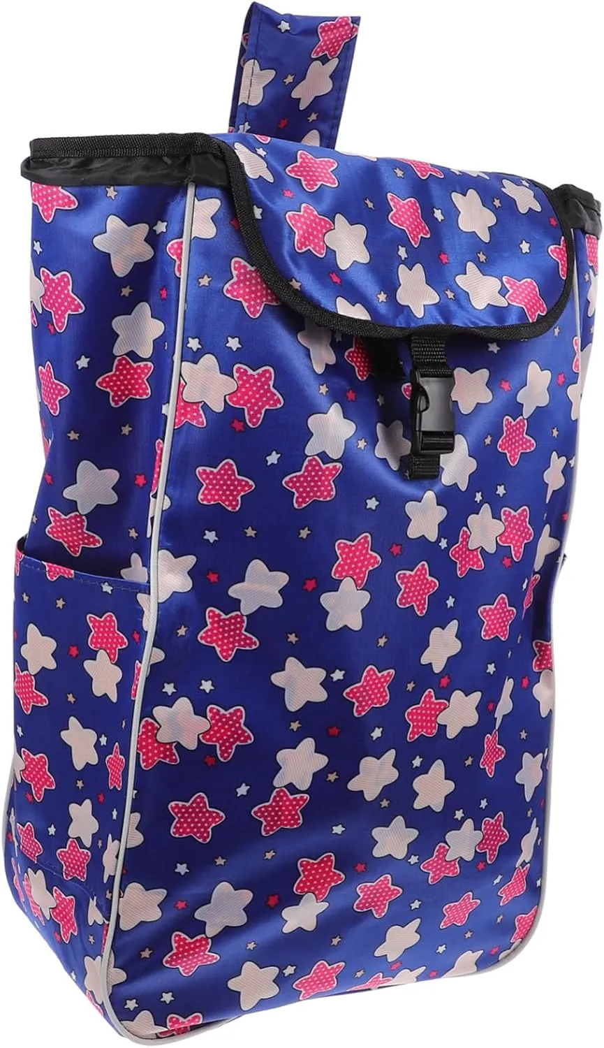 PRETYZOOM Wheeled Shopping Bag Large Bag Wheels Grocery Cart Trolley Foldable Oxford Fabric Easy to Pull