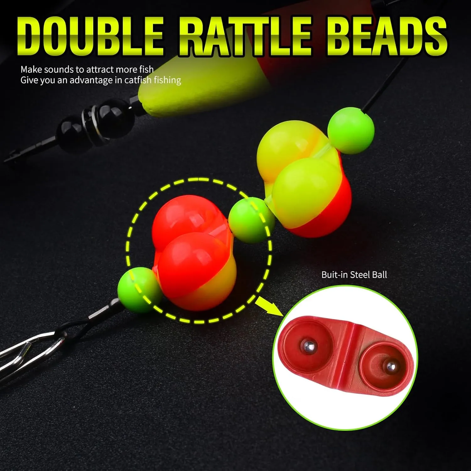 PROBEROS Catfish Fishing Rigs - Bank Fishing Set with 5pcs/Set, 6/0, 8/0, 10/0 Circle Hooks Circle Hooks, High Visibility, Ready to Use Catfish Rigs