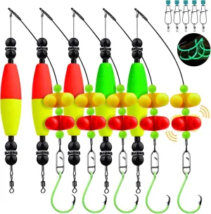 PROBEROS Catfish Fishing Rigs - Bank Fishing Set with 5pcs/Set, 6/0, 8/0, 10/0 Circle Hooks Circle Hooks, High Visibility, Ready to Use Catfish Rigs