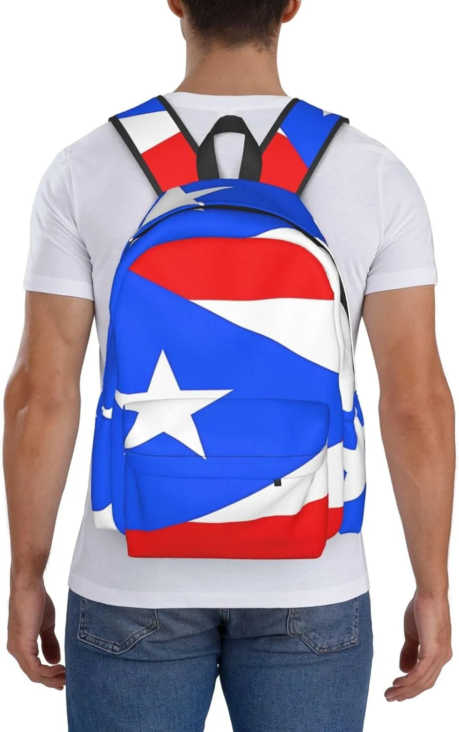 Puerto Rico Flag Backpack Large Capacity Backpack Lightweight Double Shoulder Bag For Women Men Travel