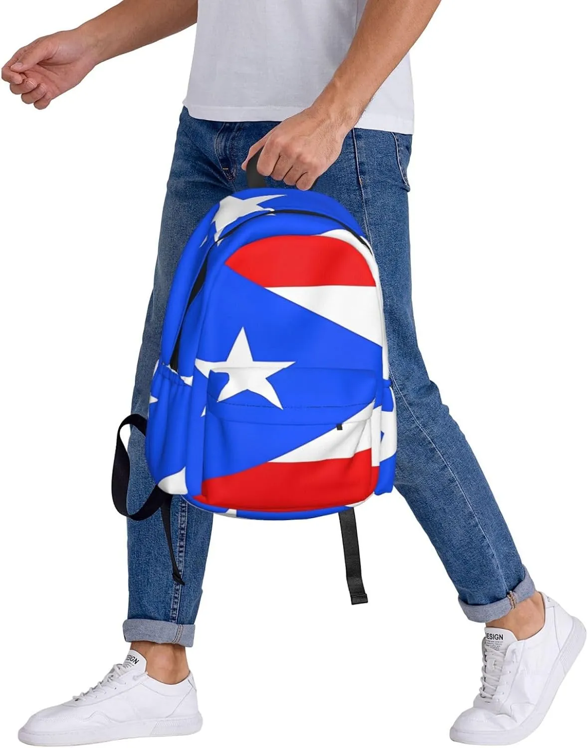 Puerto Rico Flag Backpack Large Capacity Backpack Lightweight Double Shoulder Bag For Women Men Travel
