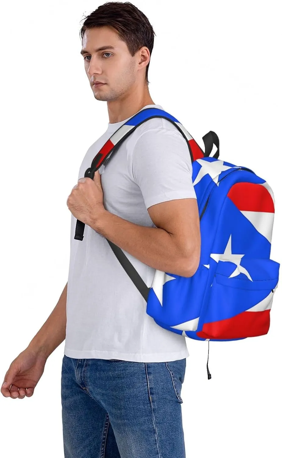 Puerto Rico Flag Backpack Large Capacity Backpack Lightweight Double Shoulder Bag For Women Men Travel