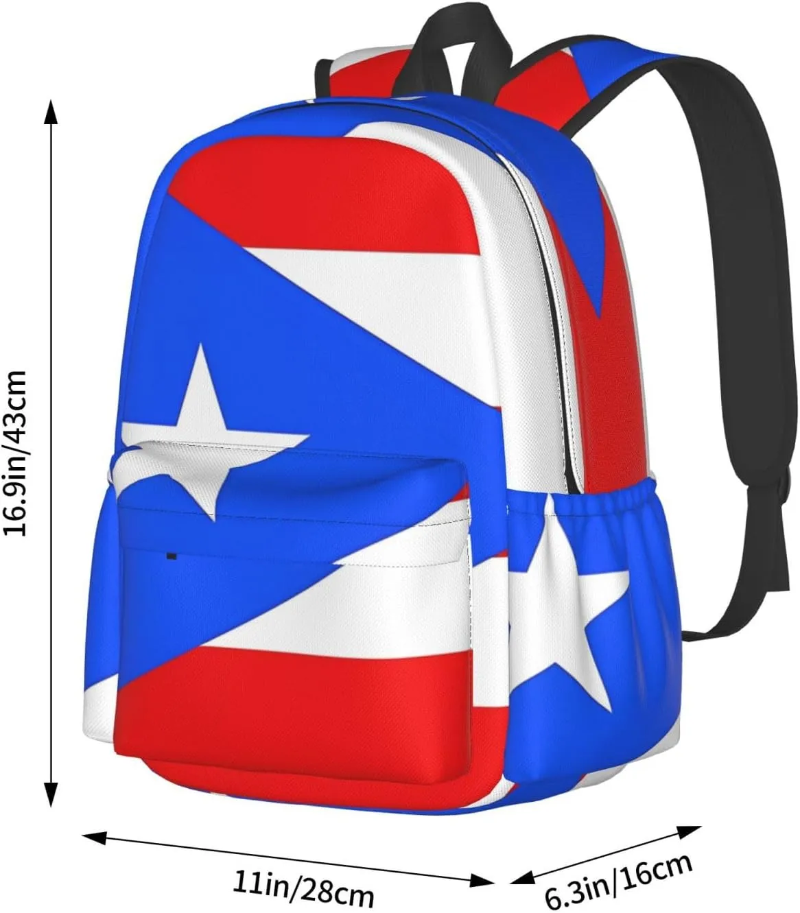 Puerto Rico Flag Backpack Large Capacity Backpack Lightweight Double Shoulder Bag For Women Men Travel