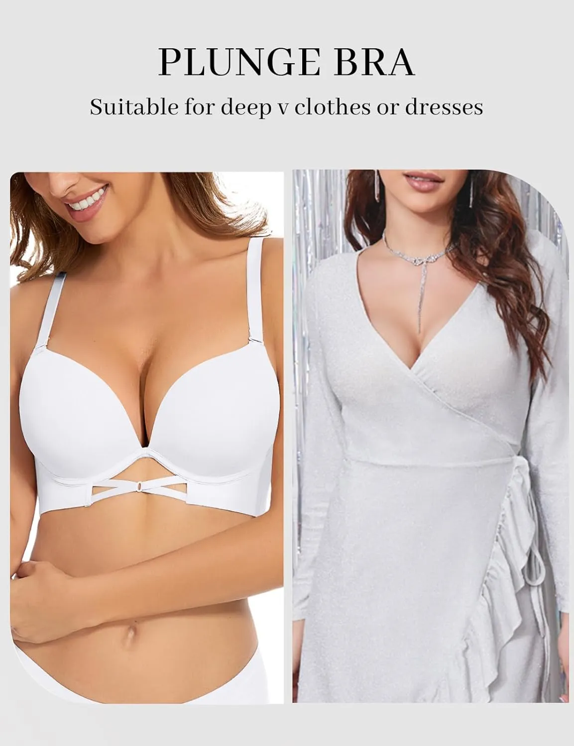 Push Up Padded Bras for Women Add 2 Cups Plunge T Shirt Everyday Bra Seamless Underwire Support