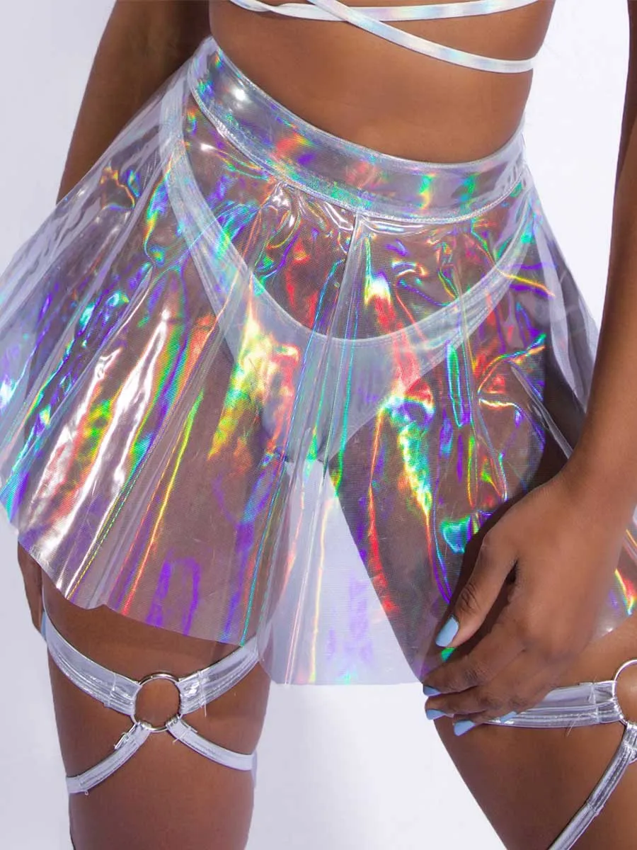 PVC Holographic Reflective Transparent Skirt