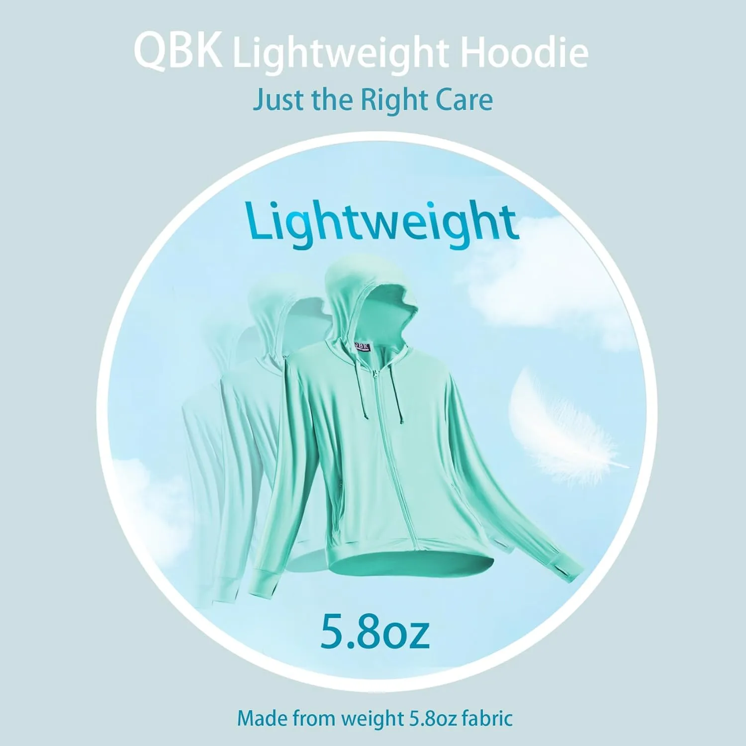QBK Light Weight Zip Up Hoodie Thin Summer Jacket For Women