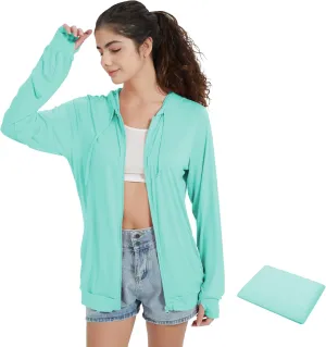QBK Light Weight Zip Up Hoodie Thin Summer Jacket For Women