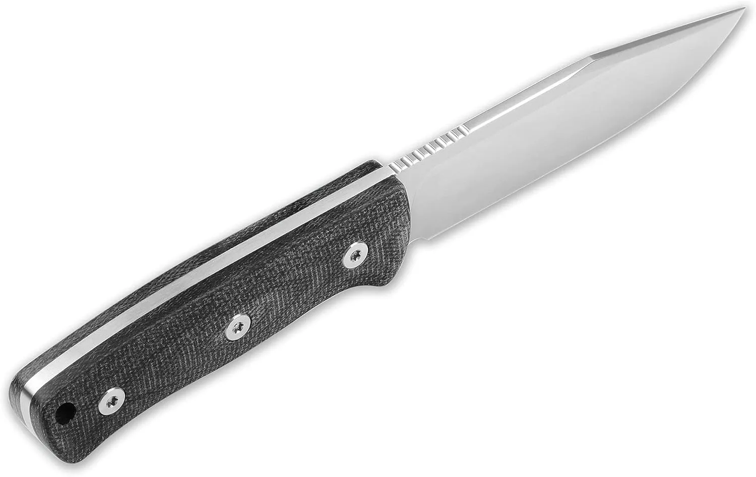 QSP Bison Fixed Blade Knife, 4.5'' D2 Satin Blade EDC Camping Knife, Nonslip Black Micarta Handle for Outdoor, Hiking, Hunting, Survival