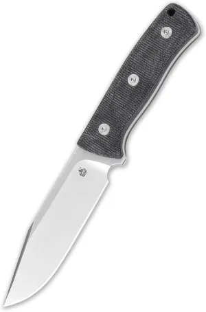 QSP Bison Fixed Blade Knife, 4.5'' D2 Satin Blade EDC Camping Knife, Nonslip Black Micarta Handle for Outdoor, Hiking, Hunting, Survival