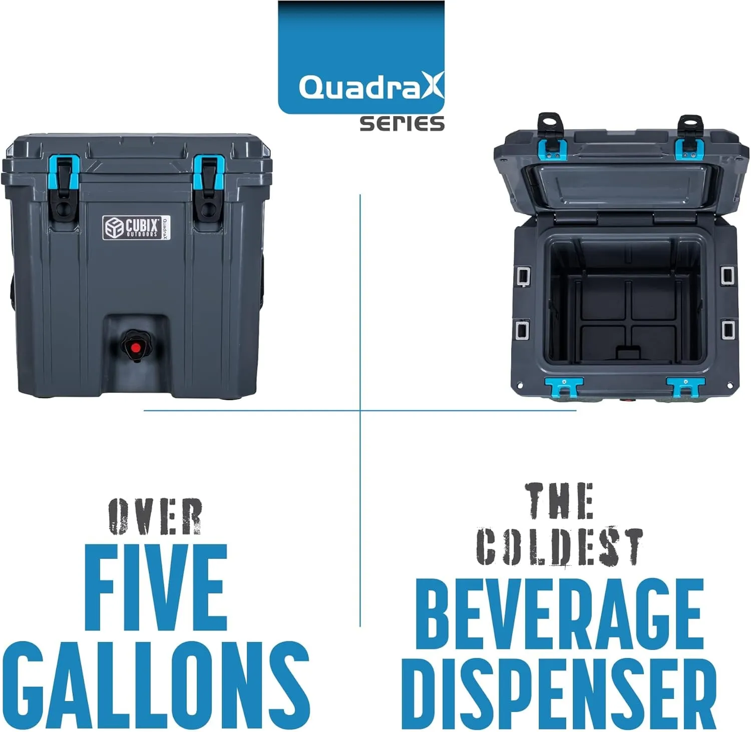 QuadraX 20QT 2-in-1 Beverage Hard Dispenser & Cooler, Portable for Parties, Camping, Beach | Use as Water Jug or Sports Drink Cooler | Cold Retention 5 Days