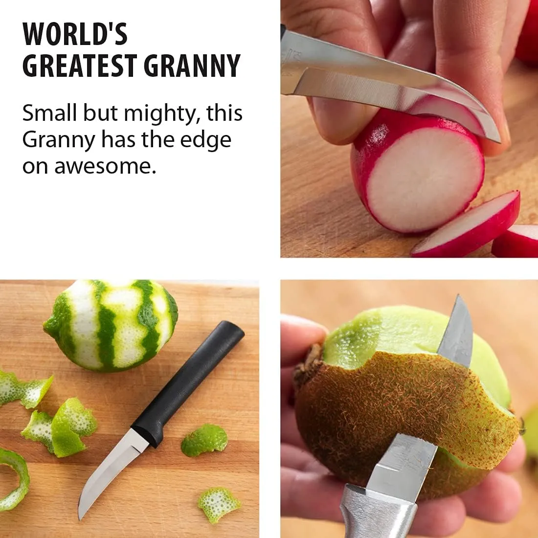 Rada Cutlery Granny Paring Knife, Silver Handle, Pack of 2