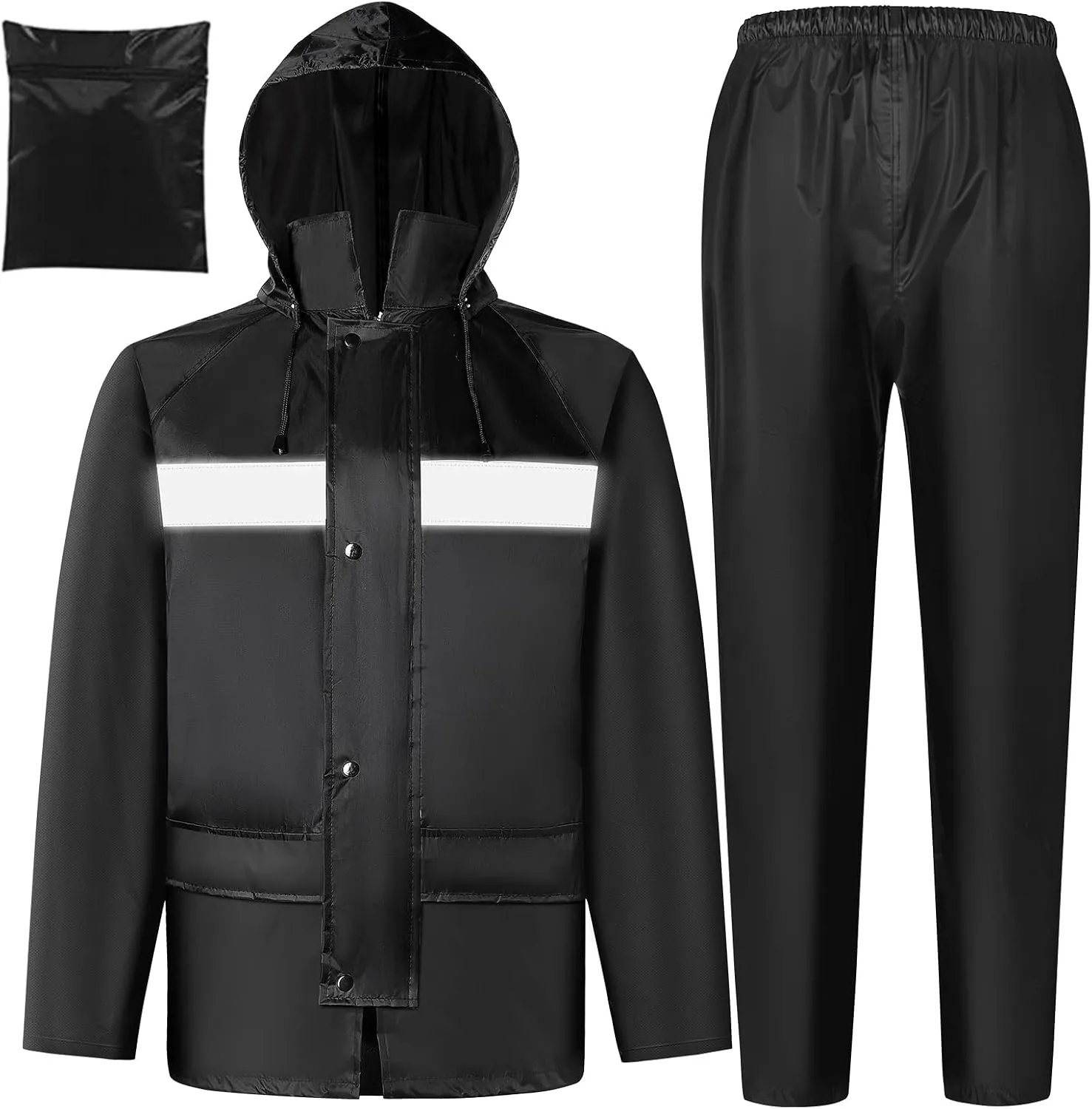 Rain Gear for Men Women Waterproof Lightweight Rain Suits Hideaway Hood Rain Jacket and Rain Pants for Outdoor