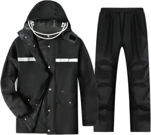 Rain Suit for Men Reflective Breathable Cycling Waterproof Jacket And Trousers with Removable Brim for Working