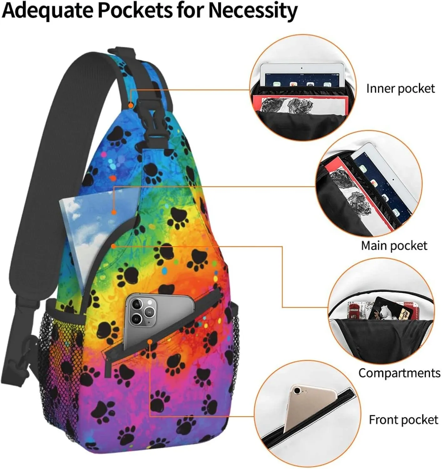 Rainbow LGBT Sling Backpack Multipurpose Chest Bag Hiking Travel Daypack Crossbody Shoulder Bag Outdoor Unisex