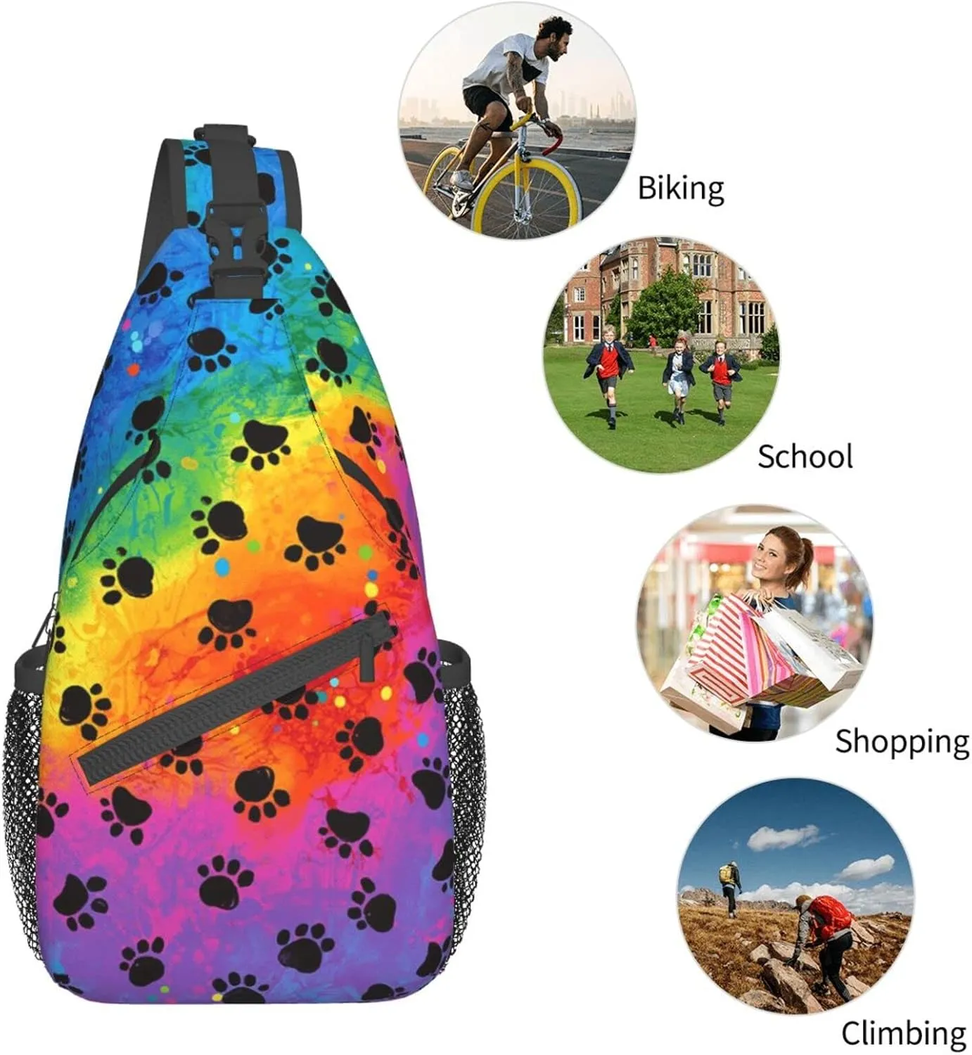 Rainbow LGBT Sling Backpack Multipurpose Chest Bag Hiking Travel Daypack Crossbody Shoulder Bag Outdoor Unisex