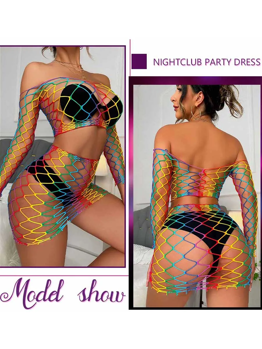 Rainbow See-Through Mesh Set