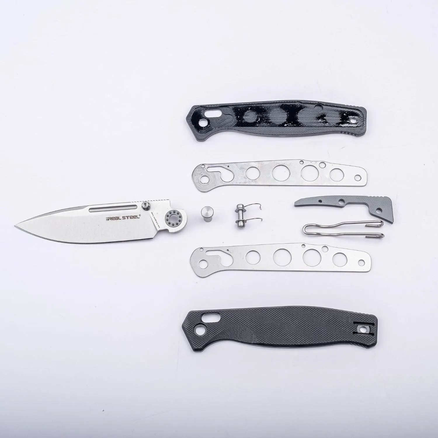 REALSTEEL Huginn Compact Folding Pocket Knife, Crossbar Lock, 3.15'' VG-10 Steel Blade, Thumb Stud, G10/Micarta Handle, Lightweight Knife with Reversible Deep Carry Clip for Men and Women, EDC Gift for Camping, Hiking, Outdoor Use (Black/Green G10)