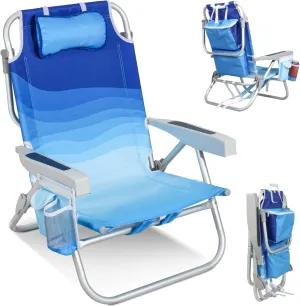 Reclining Beach Chairs for Adults, Wave Blue