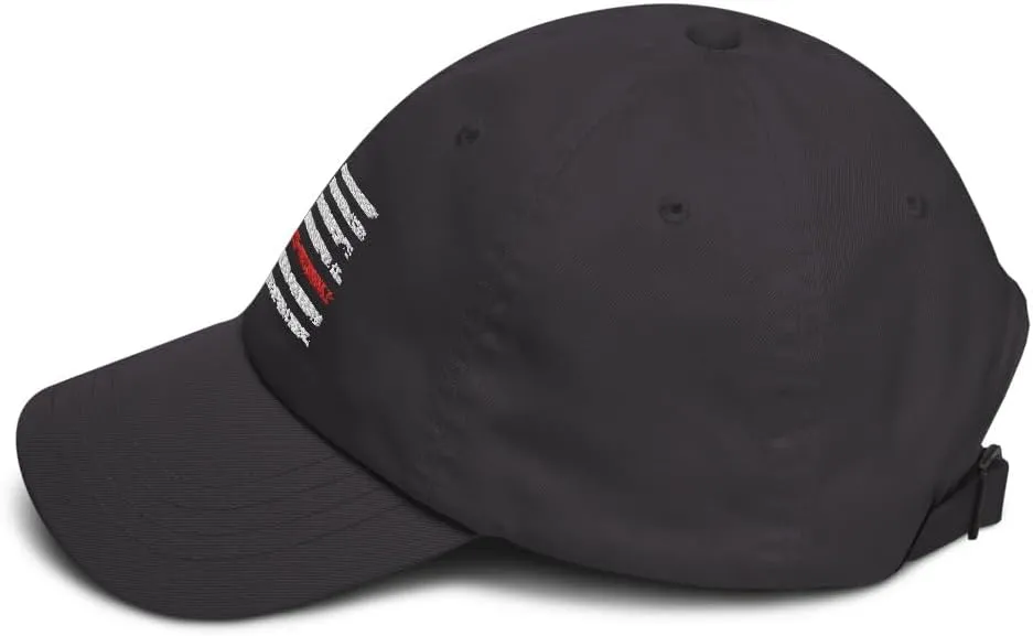 Red Line Baseball Cap Grunge US Flag Memorial Fireman Firefighter Fire LODD Hat