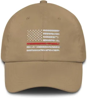 Red Line Baseball Cap Grunge US Flag Memorial Fireman Firefighter Fire LODD Hat