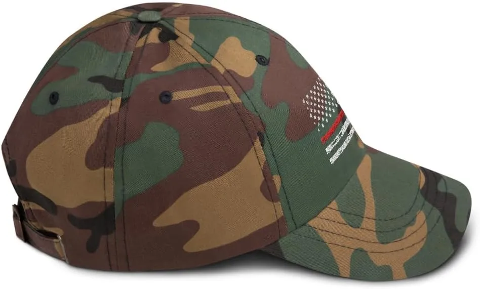 Red Line Baseball Cap Grunge US Flag Memorial Fireman Firefighter Fire LODD Hat