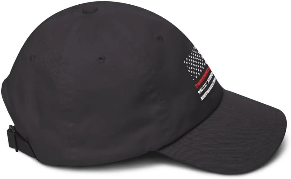 Red Line Baseball Cap Grunge US Flag Memorial Fireman Firefighter Fire LODD Hat