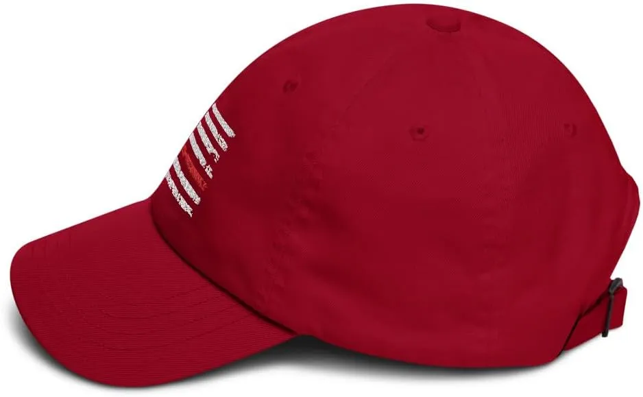 Red Line Baseball Cap Grunge US Flag Memorial Fireman Firefighter Fire LODD Hat