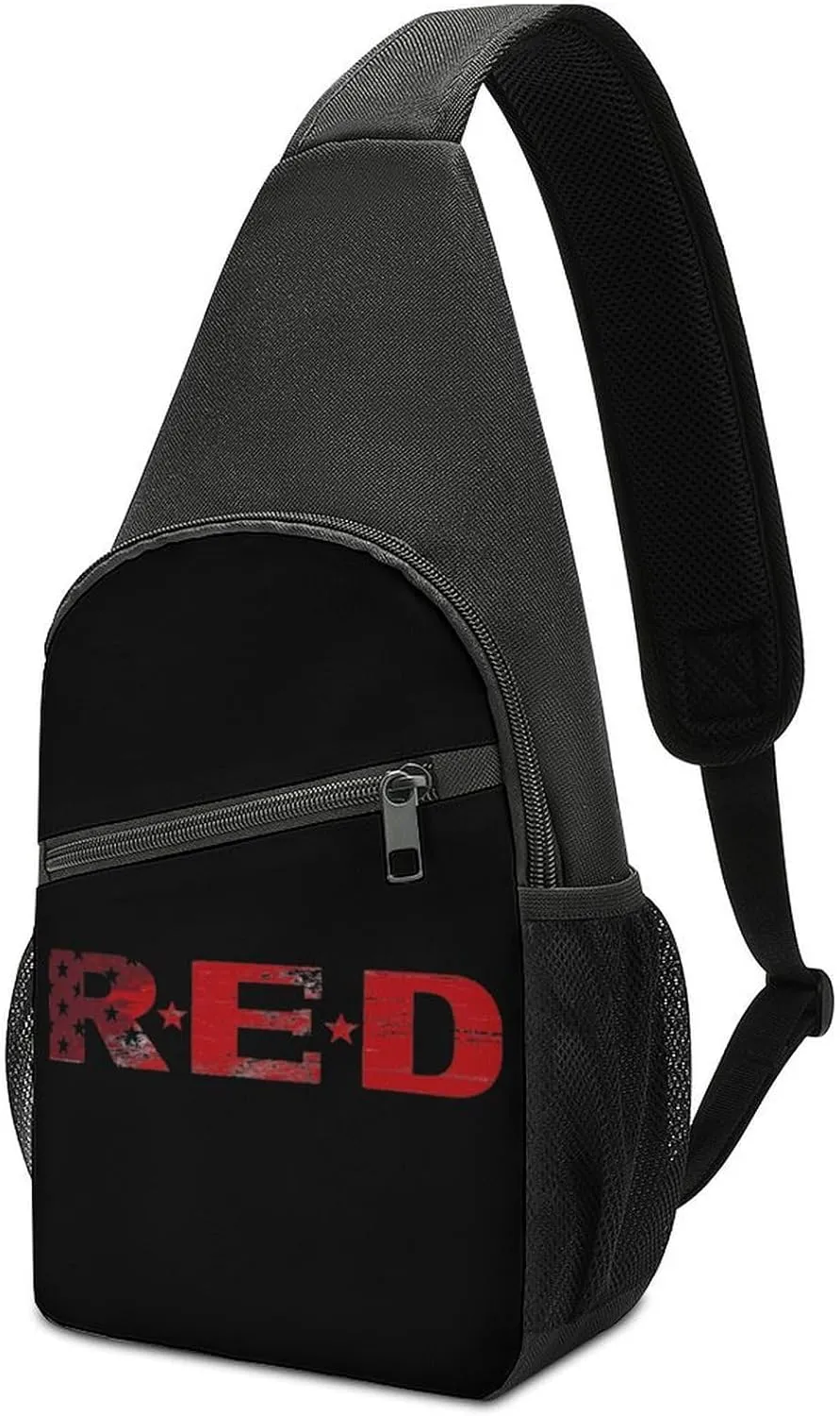 RED Remember Everyone Deployed Crossbody Bags for Women Men Sling Bag Casual Chest Bag Daypack for Travel Sport Hiking