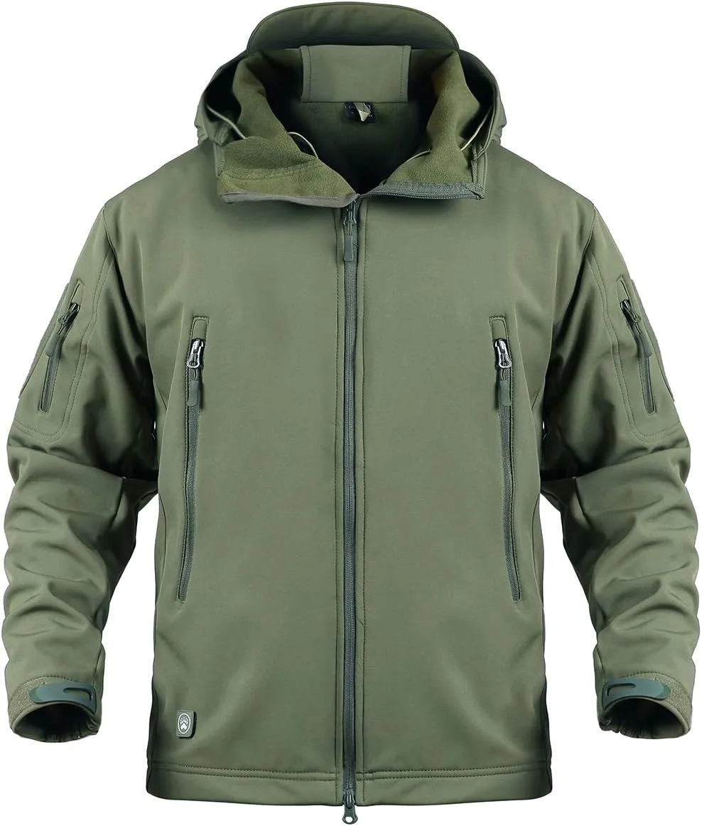 ReFire Gear Men's Army Special Ops Military Tactical Jacket Softshell Fleece Hooded Outdoor Coat