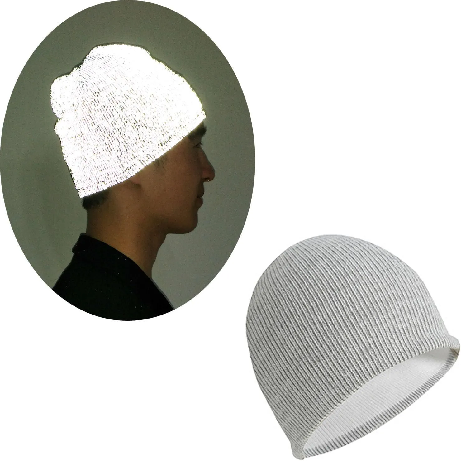 Reflective Beanie Hat High Visibility Warm Winter Loop Knit Cap Gifts for Women Men