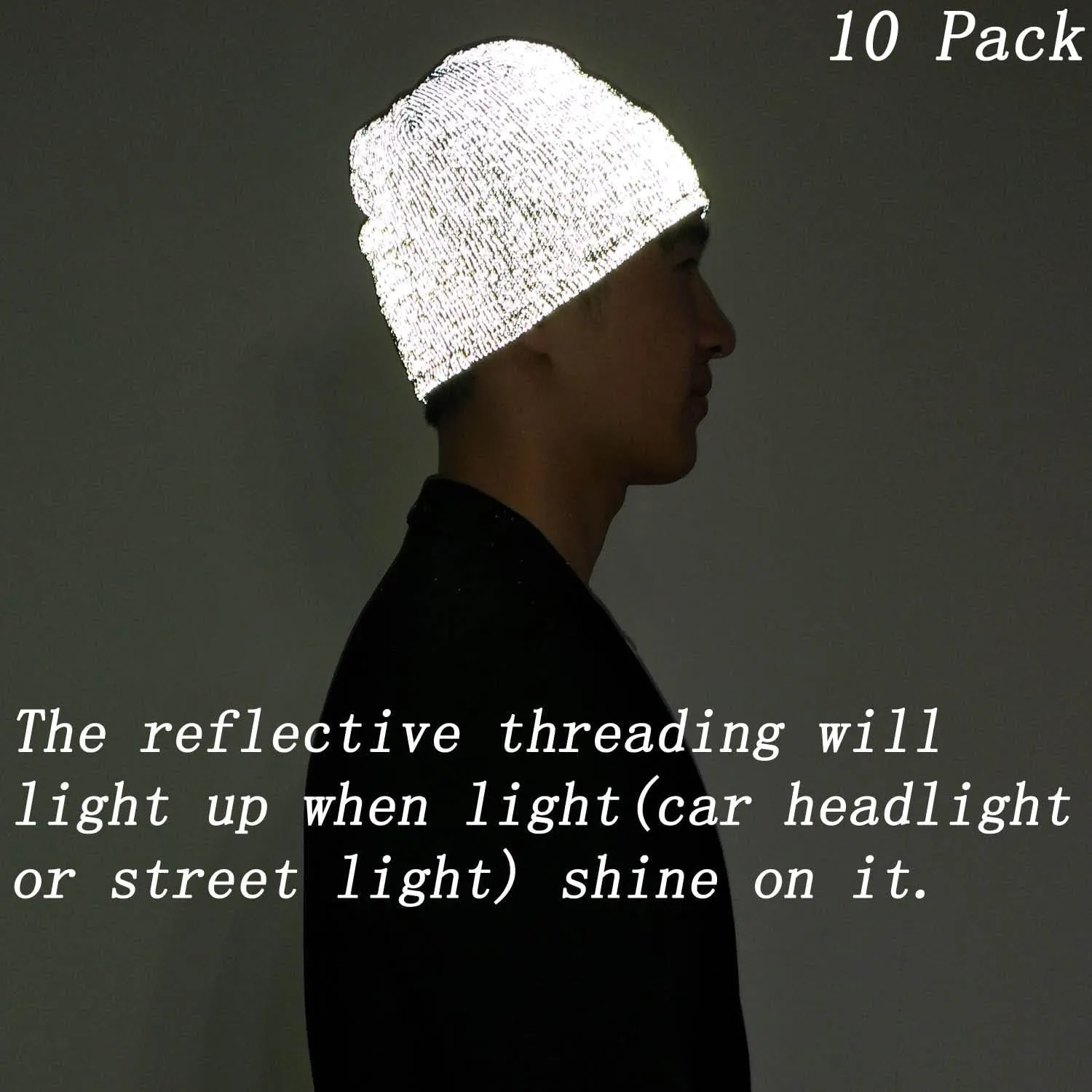 Reflective Beanie Hat High Visibility Warm Winter Loop Knit Cap Gifts for Women Men