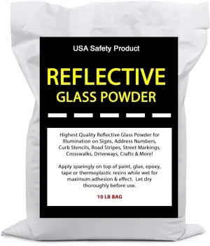 Reflective Glass Powder (10 LB Bag) for Road Marking, Curb Paint, Traffic Paint, Pavement Striping, Parking Lots, Crosswalks, Driveways, Airports, Traffic Signs, Painting, Arts & Crafts